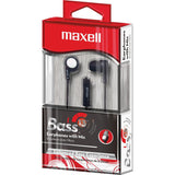 Maxell B-13 Bass Earbuds/Headphones with Microphone, Black, 52 Cord 199621