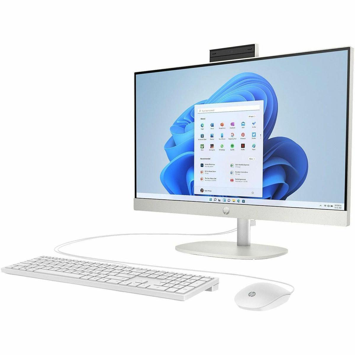 HP 24-cr0210 23.8 Full HD All-in-One Touchscreen Desktop Computer, AMD Athlon Silver 7120U 2.4GHz, 8GB RAM, 256GB SSD, Windows 11 Home, Shell White