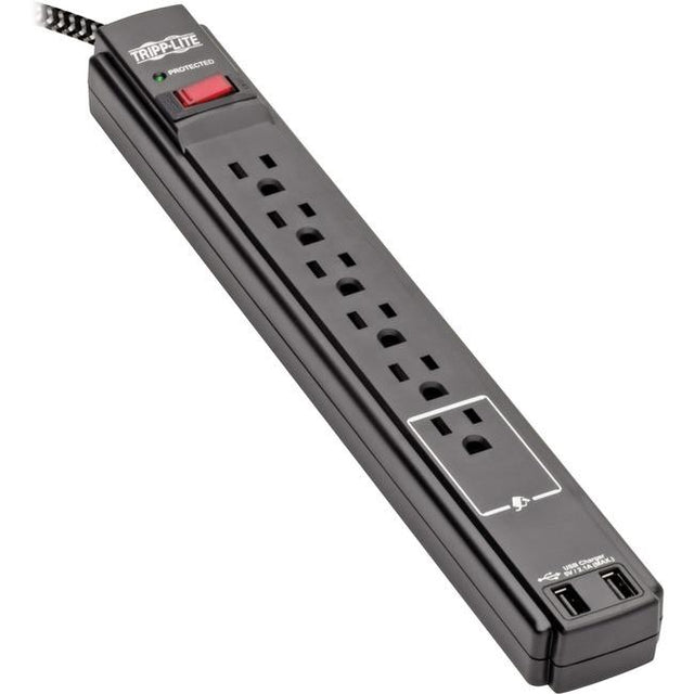 Safe-IT Surge Protector 6-Outlet 2 USB Ports Antimicrobial 10ft Cord