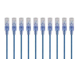 Monoprice SlimRun Cat6A Ethernet Patch Cable - Network Internet Cord - RJ45, Stranded, UTP, Pure Bare Copper Wire, 30AWG, 6in, Blue, 10-Pack