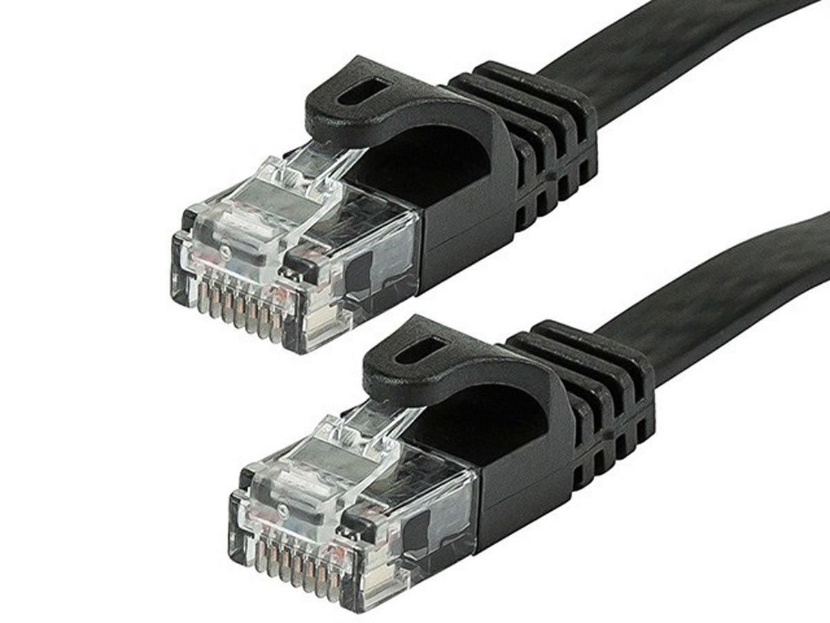 Monoprice Cat5e Ethernet Patch Cable - 2 Feet - Black | Network Internet Cord - RJ45, Flat,Stranded, 350Mhz, UTP, Pure Bare Copper Wire, 30AWG