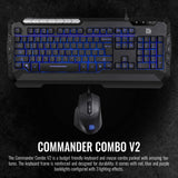 Thermaltake Tt eSPORTS Commander Combo V2, Gaming Keyboard and Gaming Mouse with 2500 DPI, 3 Color Back Lights and Lighting Effect, cm-CMC-WLXXMB-US