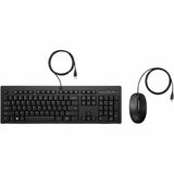HP 225 Wired Mouse and Keyboard Combo (AX2Y7AA) - USB Type A Plunger Cable Keyboard - English (US), English (Canada) - Black - USB Type A Cable Mouse - Red Tracking - 1200 dpi - 3 Button - Scroll Whee