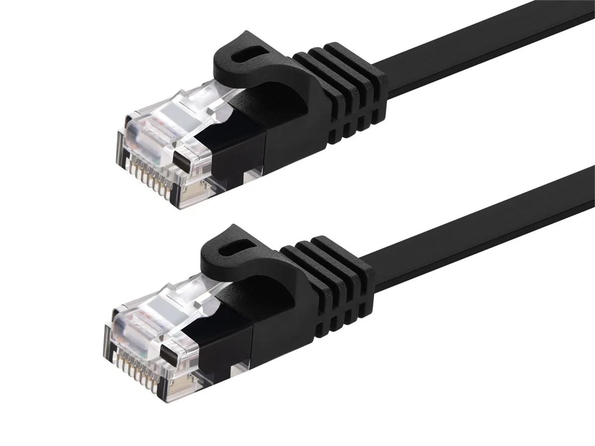 Monoprice Cat5e Ethernet Patch Cable - 2 Feet - Black | Network Internet Cord - RJ45, Flat,Stranded, 350Mhz, UTP, Pure Bare Copper Wire, 30AWG