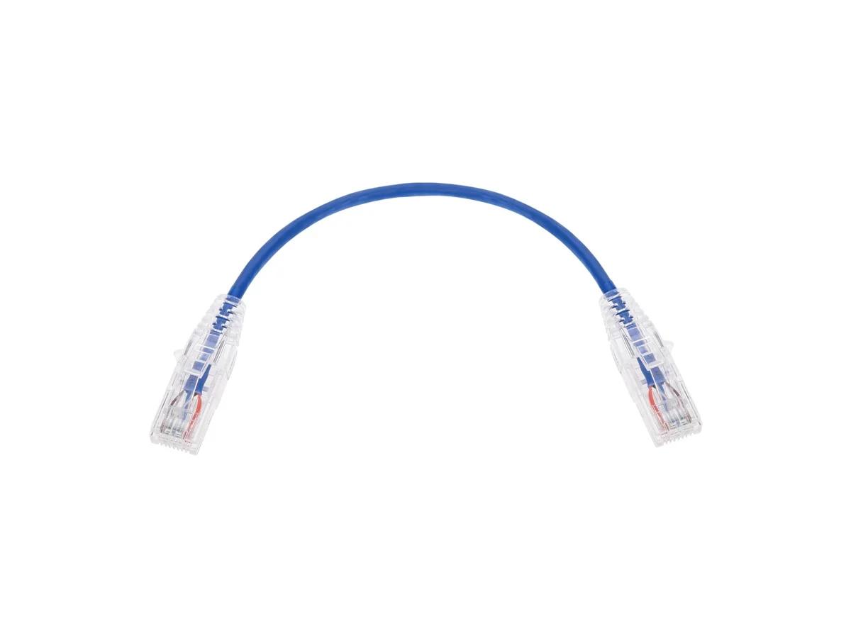 Monoprice Cat6 Ethernet Patch Cable - 0.5 feet - Blue | Snagless RJ45 Stranded 550MHz UTP CMR Riser Rated Pure Bare Copper Wire 28AWG - SlimRun Series