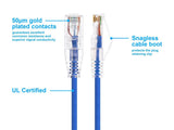 Monoprice Cat6 Ethernet Patch Cable - 0.5 feet - Blue | Snagless RJ45 Stranded 550MHz UTP CMR Riser Rated Pure Bare Copper Wire 28AWG - SlimRun Series