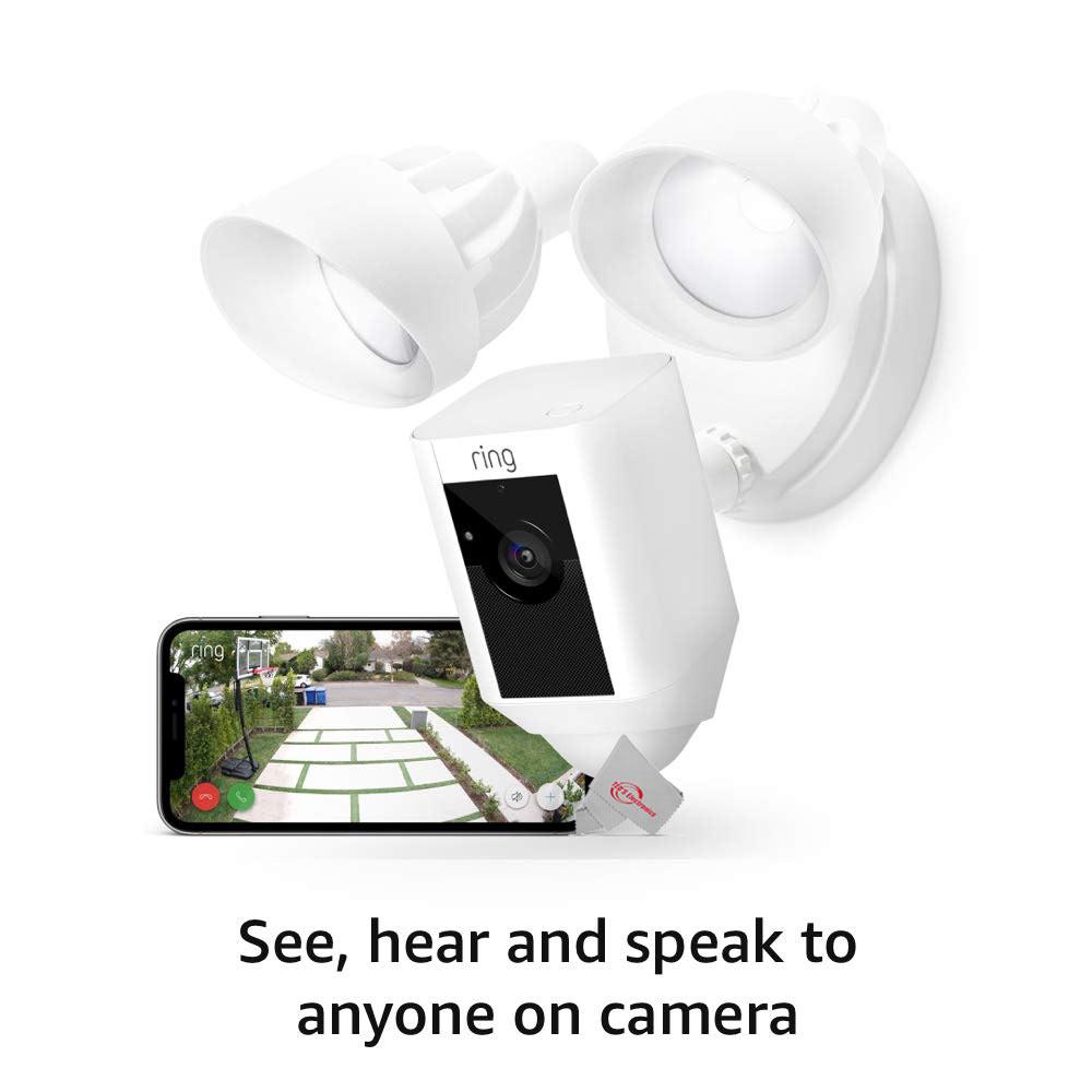 Ring Floodlight Cam Wired Plus with Motion-Activated 1080p HD Video - White  B08F6GPQQ7