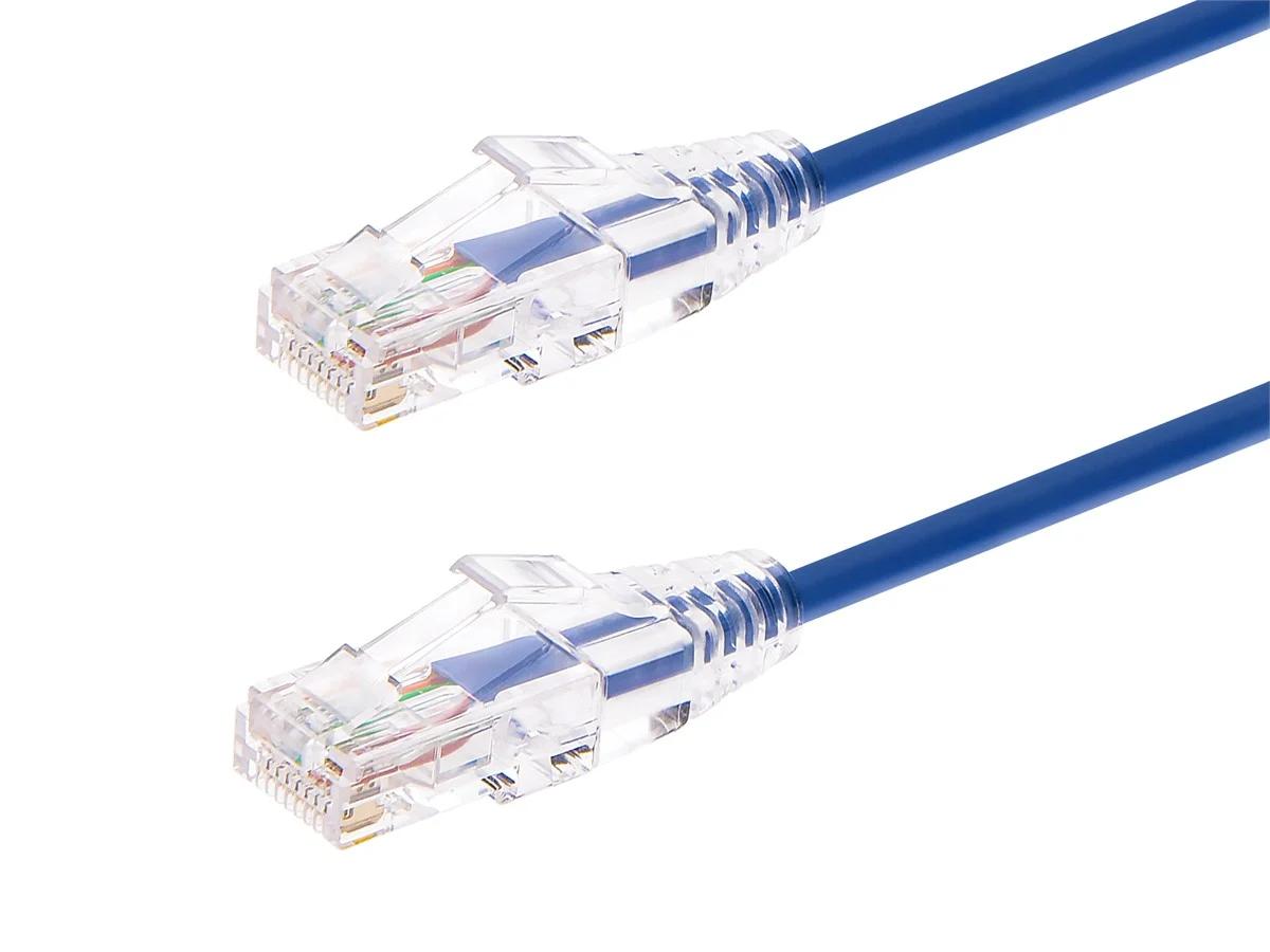Monoprice Cat6 Ethernet Patch Cable - 0.5 feet - Blue | Snagless RJ45 Stranded 550MHz UTP CMR Riser Rated Pure Bare Copper Wire 28AWG - SlimRun Series