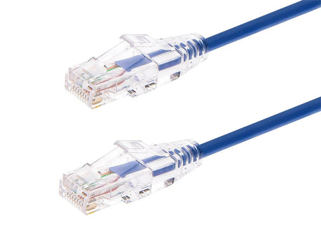 Monoprice Cat6 Ethernet Patch Cable - 0.5 feet - Blue | Snagless RJ45 Stranded 550MHz UTP CMR Riser Rated Pure Bare Copper Wire 28AWG - SlimRun Series