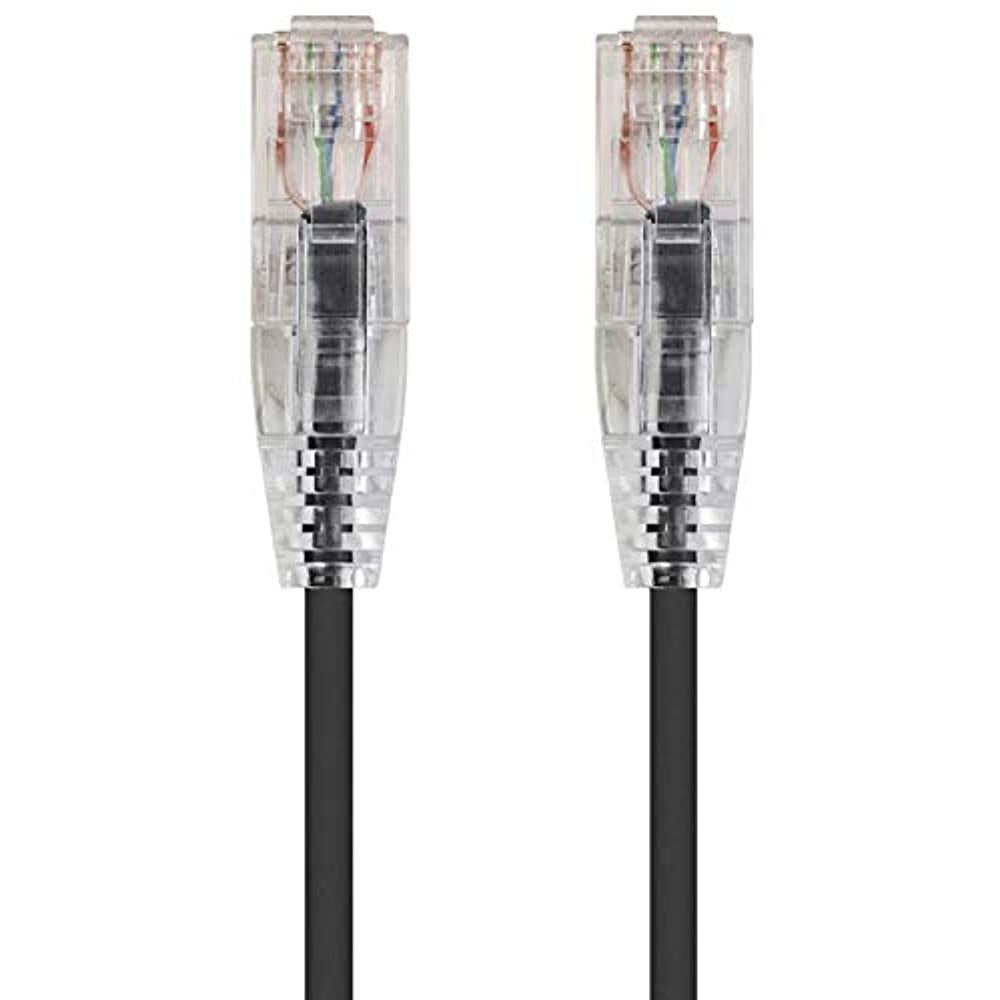Monoprice Cat6 Ethernet Patch Cable - 5 feet - Black | Snagless RJ45 Stranded 550MHz UTP CMR Riser Rated Pure Bare Copper Wire 28AWG - SlimRun Series