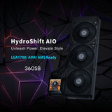 Lian Li Hydroshift 360 AIO- Pre-installed 3 x 28MM fans - Side-mounted coolant pathway - 2.88” LCD Screen - 480 × 480 Resolution - Captured screenshots or recorded videos Shift AIO -Black (HSLCD36SB)