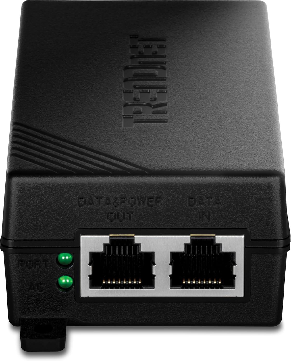 TRENDnet Gigabit PoE+ Injector, TPE-114GI, Supplies PoE (15.4W), PoE+(30W), Network A PoE Device Up to 100m (328 ft), Plug & Play, NDAA & TAA Compliant, Black