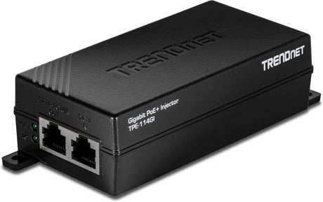 TRENDnet Gigabit PoE+ Injector, TPE-114GI, Supplies PoE (15.4W), PoE+(30W), Network A PoE Device Up to 100m (328 ft), Plug & Play, NDAA & TAA Compliant, Black