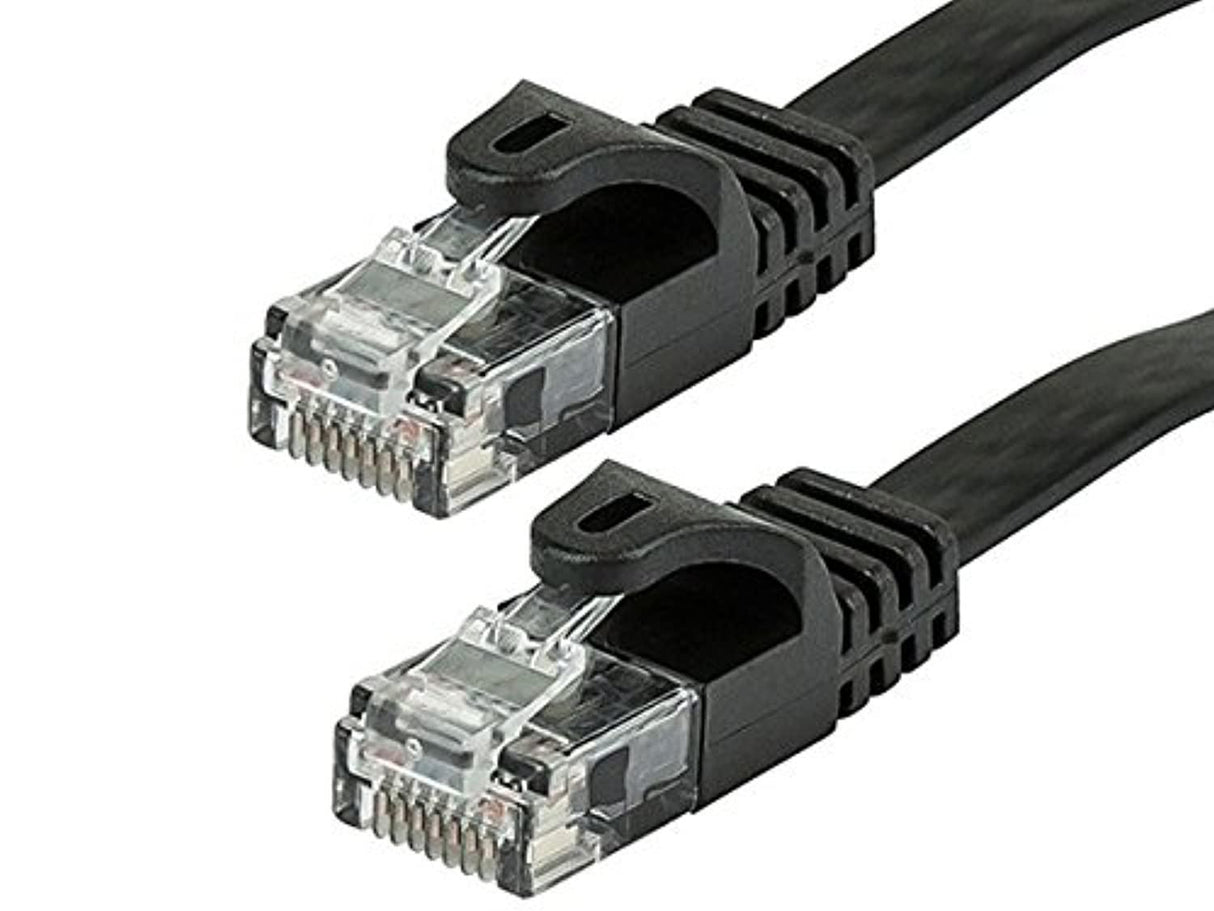 Monoprice Cat5e Ethernet Patch Cable - 2 Feet - Black | Network Internet Cord - RJ45, Flat,Stranded, 350Mhz, UTP, Pure Bare Copper Wire, 30AWG