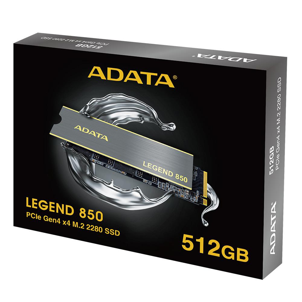 ADATA LEGEND 850 512GB M.2 2280 PCIe Gen4x4 Internal Solid State Drive | PS5 Compatible - SMI XM2269XT | Up to 5000 MBps - Grey/Gold SSD | 500 TBW - 1PK