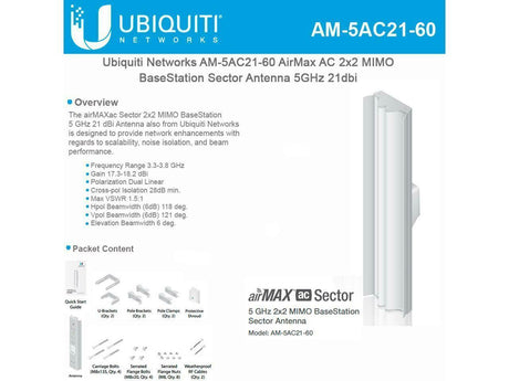 Ubiquiti 5 GHz 2x2 MIMO BaseStation Sector Antenna AM5AC2160