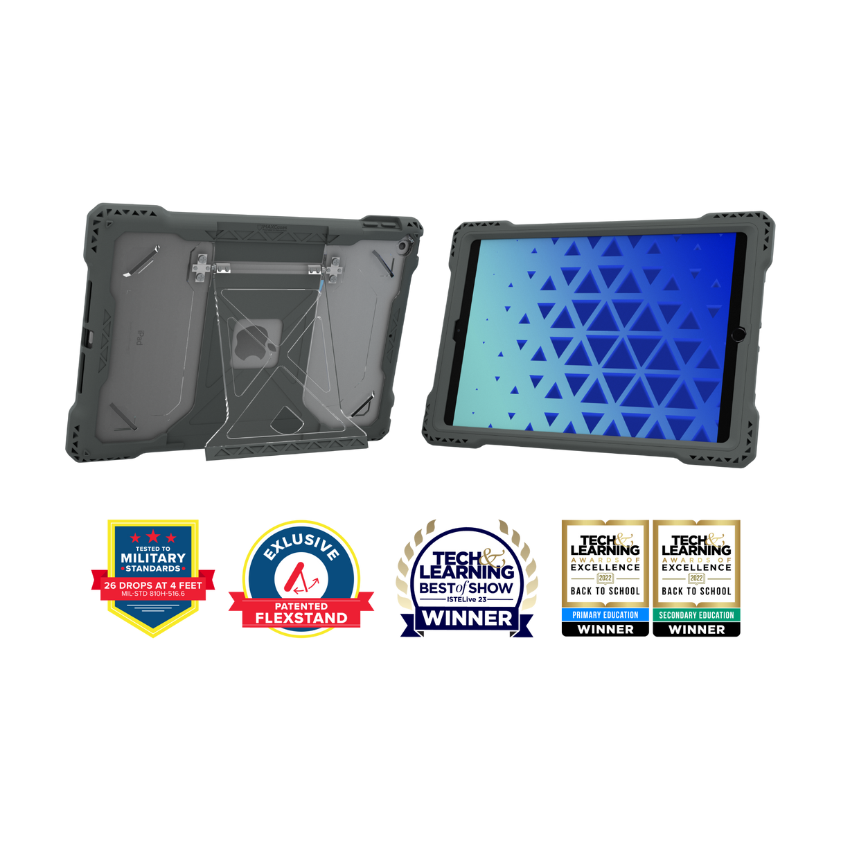 Shield Extreme-X2 for iPad 9 10.2" w/Tamper Proof Bezel (Fits iPad 7/8/9) (Black Bezel-Gray)