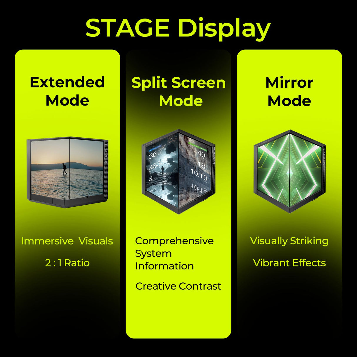 TRYX Stage 360 ARGB 360mm AIO Dual 4.0'' Screen 720x720 Resolution AIO Cooler 360mm Three Display Modes Customizable Asetek 7th Gen V2 280w TDP with ROTA SL ARGB Fans Intel LGA 1851/1700 AMD AM5/AM4