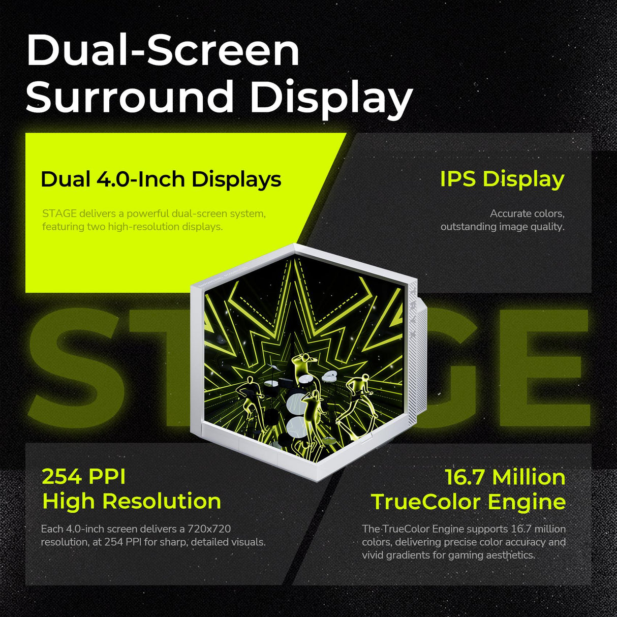TRYX Stage 360 ARGB White 360mm AIO Dual 4.0'' Screen 720x720 Resolution AIO Cooler 360mm Three Display Modes Customizable Asetek 7th Gen V2 280w TDP ROTA SL ARGB Fans Intel LGA 1851/1700 AMD AM5/AM4