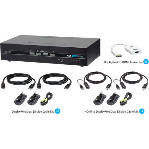 ATEN 4-Port Dual Display Universal PP4.0 Secure KVM with Cables