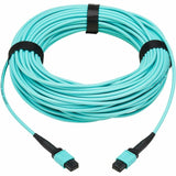 Eaton Tripp Lite Series 40/100/400G Multimode 50/125 OM3 Fiber Optic Cable (8F MPO/MPO-PC F/F)  Type-A Polarity  OFNP  Aqua  15 m (49.2 ft.)