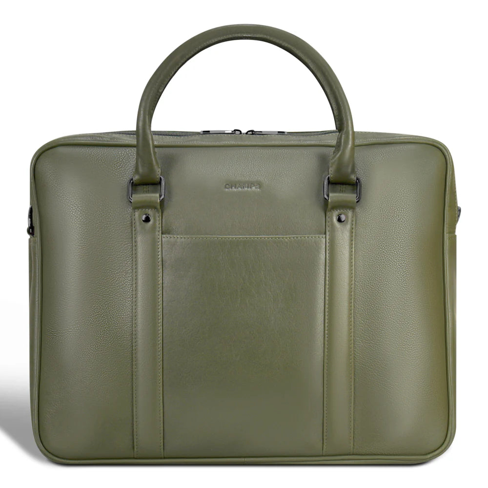 Champs Onyx / Leather Briefcase - Khaki