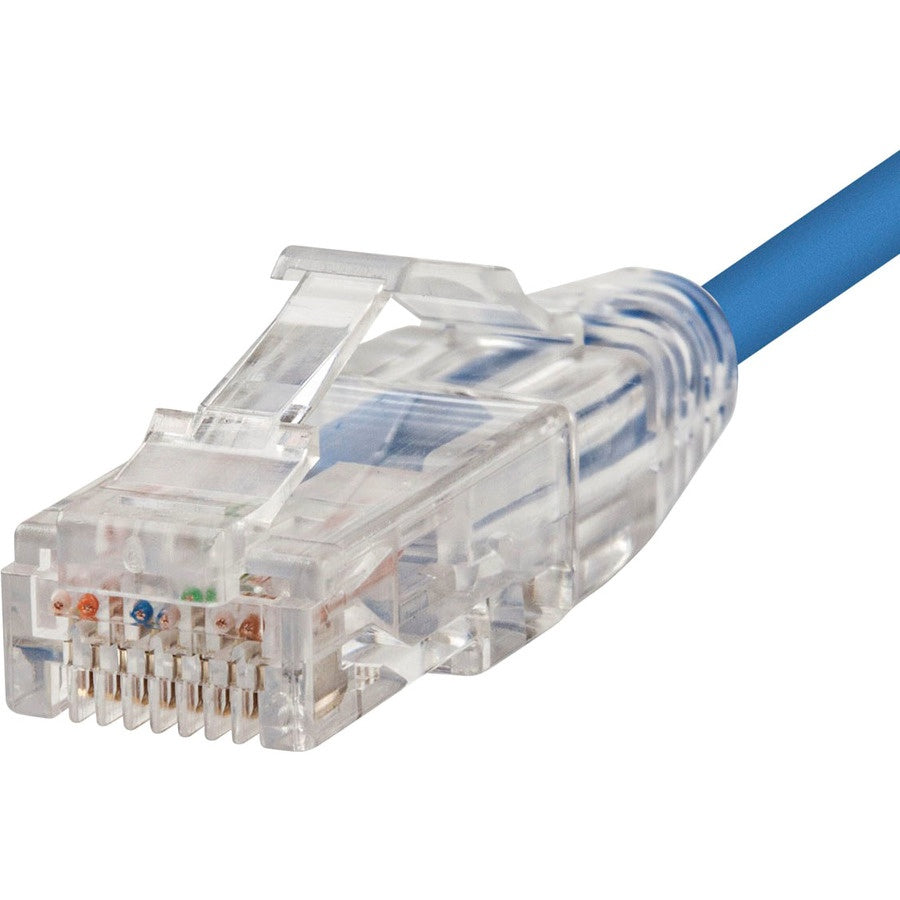 Monoprice Cat6 Ethernet Patch Cable - 0.5 feet - Blue | Snagless RJ45 Stranded 550MHz UTP CMR Riser Rated Pure Bare Copper Wire 28AWG - SlimRun Series