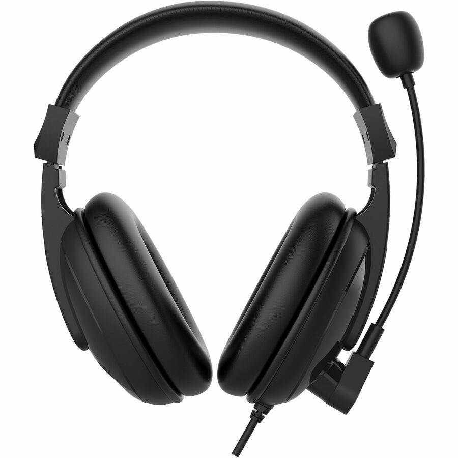 Morpheus 360 Basic Multimedia Stereo Headset - Adjustable Microphone - Lightweight Comfortable Design - Soft Eco Leather Ear Cushions - Over Ear - Black - HS3000S