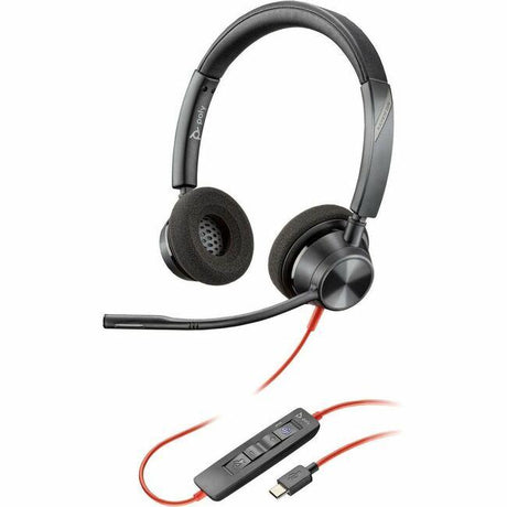 Poly Blackwire 3320 Headset - Stereo - USB Type C, Mini-phone (3.5mm) - Wired - 32 Ohm - 20 Hz - 20 kHz - On-ear - Binaural - Ear-cup - 7.10 ft Cable - Omni-directional Microphone - Noise Canceling -