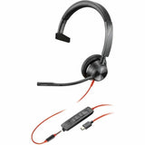 Poly Blackwire 3315 Headset - Mono - Mini-phone (3.5mm), USB Type C - Wired - 32 Ohm - 20 Hz - 20 kHz - On-ear - Monaural - Supra-aural - 7.10 ft Cable - Omni-directional Microphone - Noise Canceling