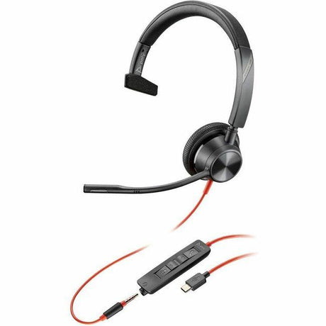 Poly Blackwire 3315 Headset - Mono - Mini-phone (3.5mm), USB Type C - Wired - 32 Ohm - 20 Hz - 20 kHz - On-ear - Monaural - Supra-aural - 7.10 ft Cable - Omni-directional Microphone - Noise Canceling