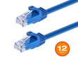 Monoprice Cat6 Ethernet Patch Cable - 7 Feet - Blue (12-Pack) Snagless RJ45, 550MHz, UTP, Pure Bare Copper Wire, 24AWG - FLEXboot Series