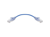 Monoprice SlimRun Cat6A Ethernet Patch Cable - Network Internet Cord - RJ45, Stranded, UTP, Pure Bare Copper Wire, 30AWG, 6in, Blue, 10-Pack