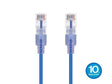 Monoprice SlimRun Cat6A Ethernet Patch Cable - Network Internet Cord - RJ45, Stranded, UTP, Pure Bare Copper Wire, 30AWG, 6in, Blue, 10-Pack