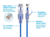 Monoprice SlimRun Cat6A Ethernet Patch Cable - Network Internet Cord - RJ45, Stranded, UTP, Pure Bare Copper Wire, 30AWG, 6in, Blue, 10-Pack