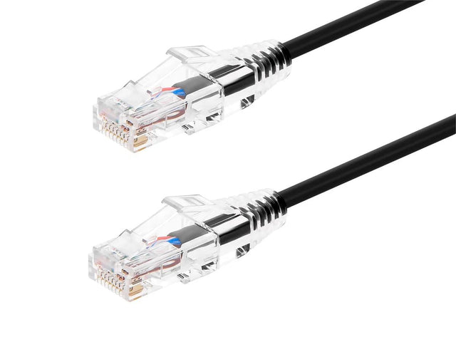 Monoprice Cat6 Ethernet Patch Cable - 5 feet - Black | Snagless RJ45 Stranded 550MHz UTP CMR Riser Rated Pure Bare Copper Wire 28AWG - SlimRun Series