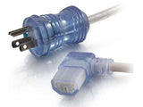 C2g 10Ft 16 Awg Hospital Grade Power Cord (Nema 5-15P To Iec320c13r) - Gray With Clear Connectors