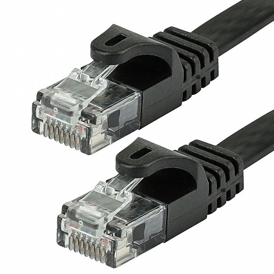 Monoprice Cat5e Ethernet Patch Cable - 2 Feet - Black | Network Internet Cord - RJ45, Flat,Stranded, 350Mhz, UTP, Pure Bare Copper Wire, 30AWG