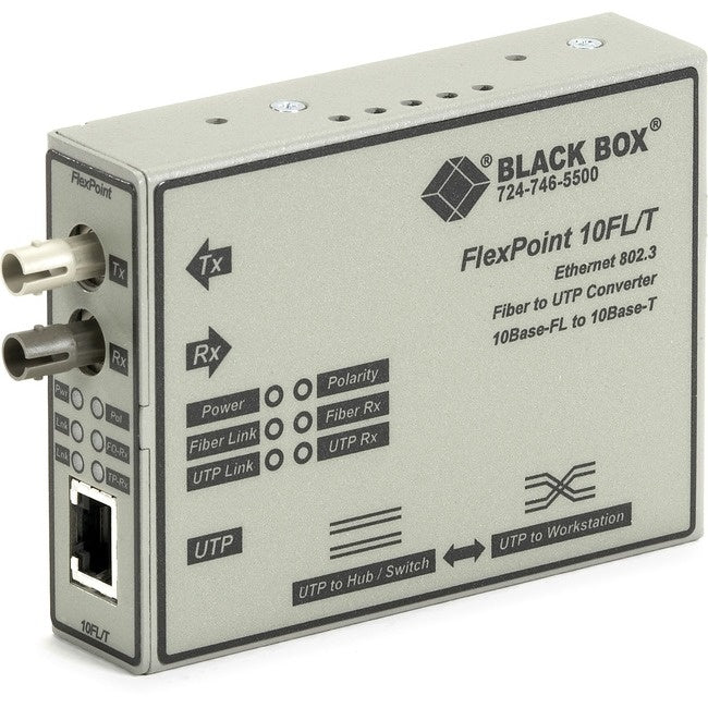 BLACK BOX LMC212A-MM-R3 FLEXPOINT MODULAR MEDIA CONVERTER, 10BAS