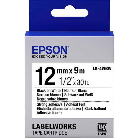 Epson LabelWorks Strong Adhesive LK Tape Cartridge ~1/2 Black on White