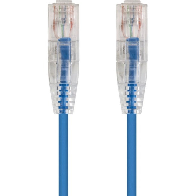 Monoprice Cat6 Ethernet Patch Cable - 0.5 feet - Blue | Snagless RJ45 Stranded 550MHz UTP CMR Riser Rated Pure Bare Copper Wire 28AWG - SlimRun Series