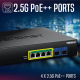 TRENDnet TPE-BG5062, 6-Port 2.5G GaN Power PoE++ Switch with 10G SFP+ Ports (240W)