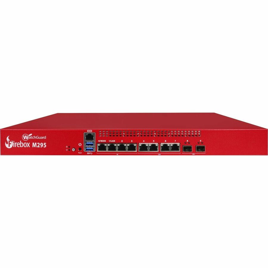 WatchGuard Firebox M295 Network Security/Firewall Appliance - Policy Management - 8 Port - Gigabit Ethernet, 2.5 Gigabit Ethernet - 7.90 Gbit/s Firewall Throughput - TLS - 100 VPN - 8 x RJ-45 - 2 Total Expansion Slots