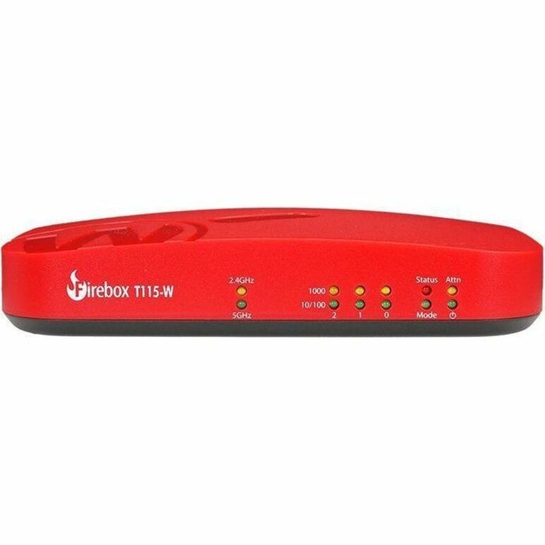 WatchGuard Firebox T115-W Network Security/Firewall Appliance - Policy Management - 3 Port - Gigabit Ethernet - 1.02 Gbit/s Firewall Throughput - Wireless LAN IEEE 802.11be - TLS - 3 x RJ-45 - 3 Year Basic Security Suite