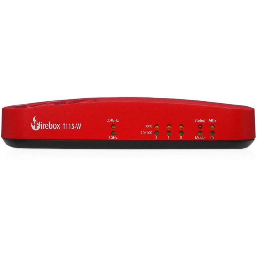 WatchGuard Firebox T115-W Network Security/Firewall Appliance - Policy Management - 3 Port - Gigabit Ethernet - 1.02 Gbit/s Firewall Throughput - Wireless LAN IEEE 802.11be - TLS - 3 x RJ-45