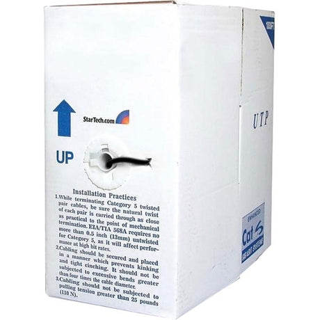 StarTech.com 1000 ft Bulk Cat6 Ethernet Cable - Stranded - CM-Rated for In-Wall Use - Cat 6 UTP Patch Cable - Black - Make Gigabit network connections using this high quality Cat6 Cable - Cat 6 Bulk Cable - 1000ft Cat6 Ethernet Cable