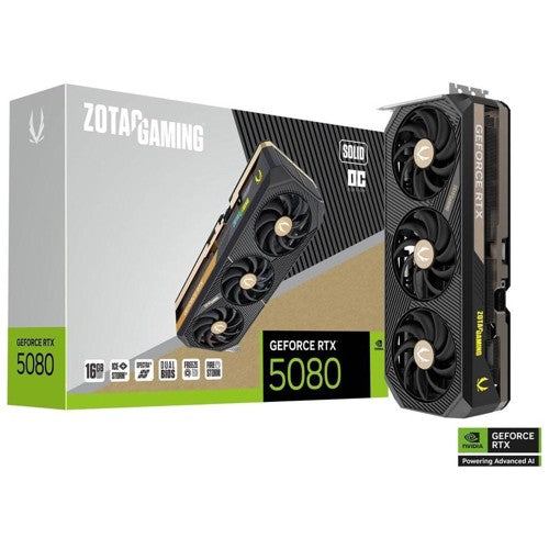 Zotac Gaming Geforce Rtx 5080 Solid Oc 256-bit 16gb Gddr7 Pci Express 5.0 Dlss 4.0 Video Graphics Card