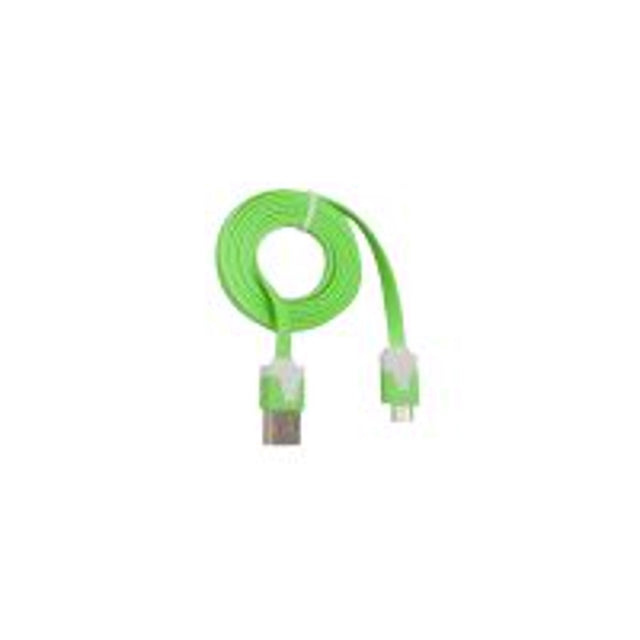 Urban Factory Flat Micro USB Cable - USB For Tablet Smartphone - 3.28 Ft - 1 X Type A Male USB - 1 X Micro USB - Green