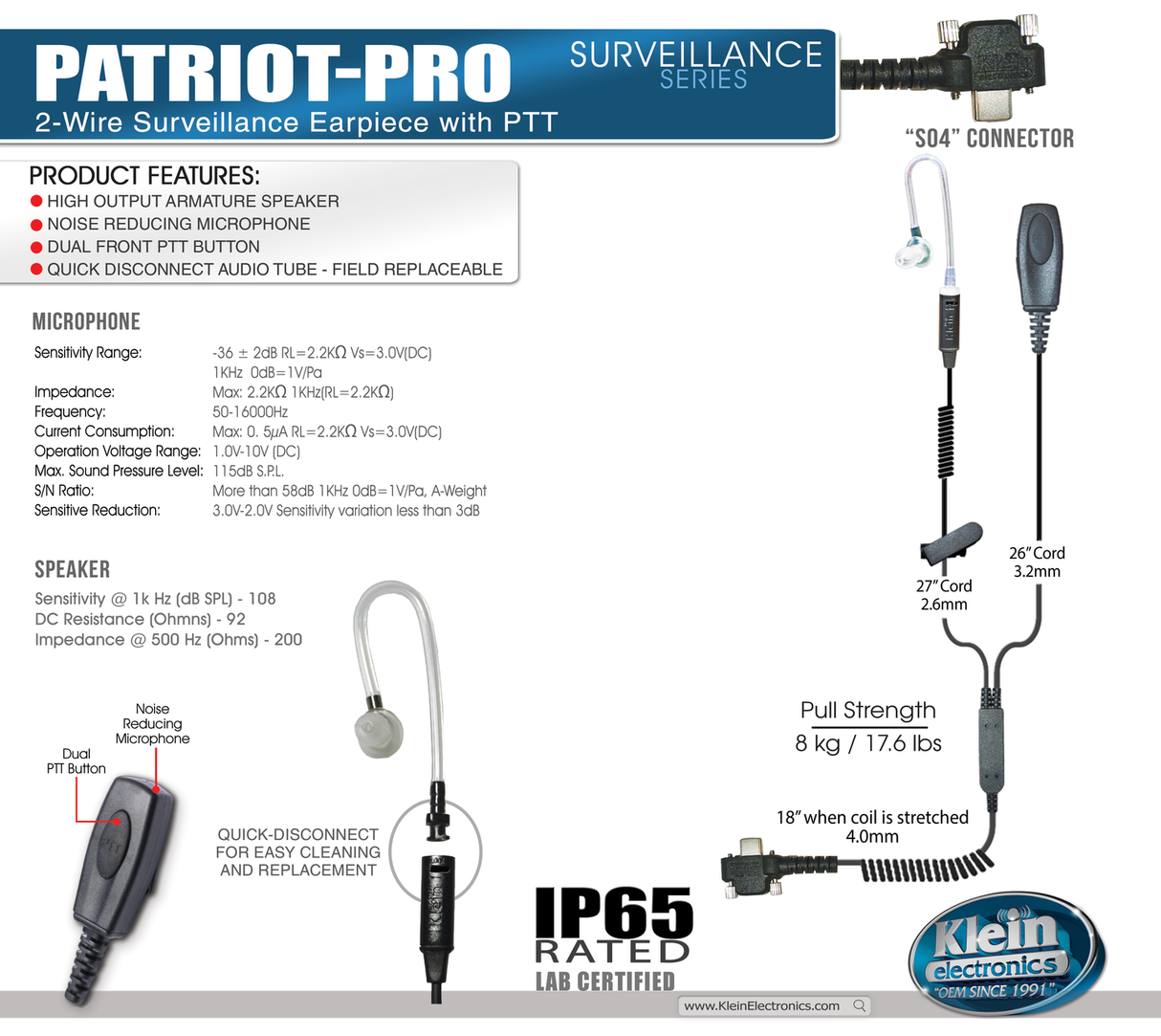 Sonim XP Pro - Klein Patriot Pro Wired PTT Headset