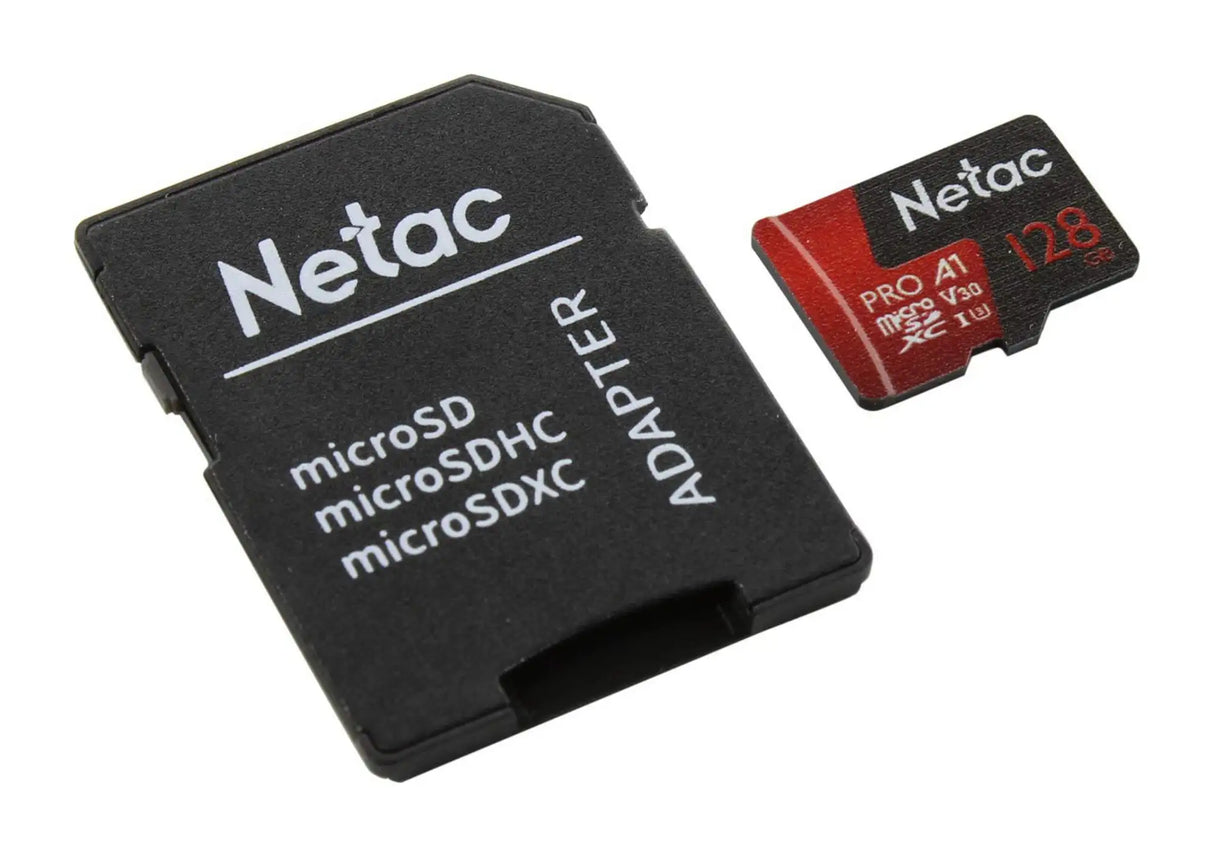Netac P500 Extreme Pro MicroSDXC 128 GB V30/A1/Class 10 W/SD ADAPTER (NT02P500PRO-128G-R)